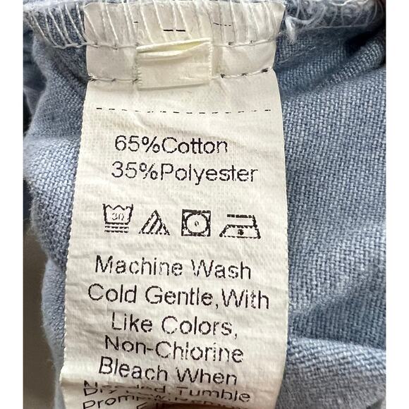 KWOKI FASHION Blue chambray long sleeve drawstring tab back sleeves NWT SZ L - Picture 5 of 6